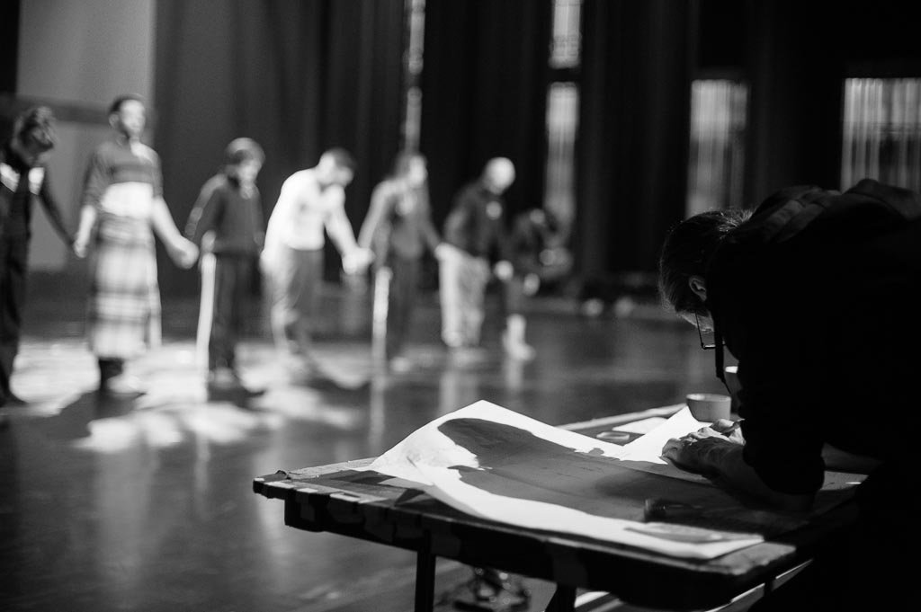 Dancers of Northwest Dance Project rehearse their bows at the Newmark Theatre